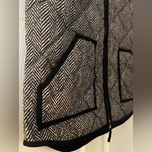J. Crew Herringbone Puffer Vest with Black Trim - Picture 3 of 7
